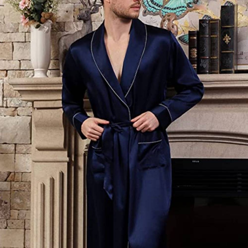 Mens Mulberry Silk Lounge Robe
