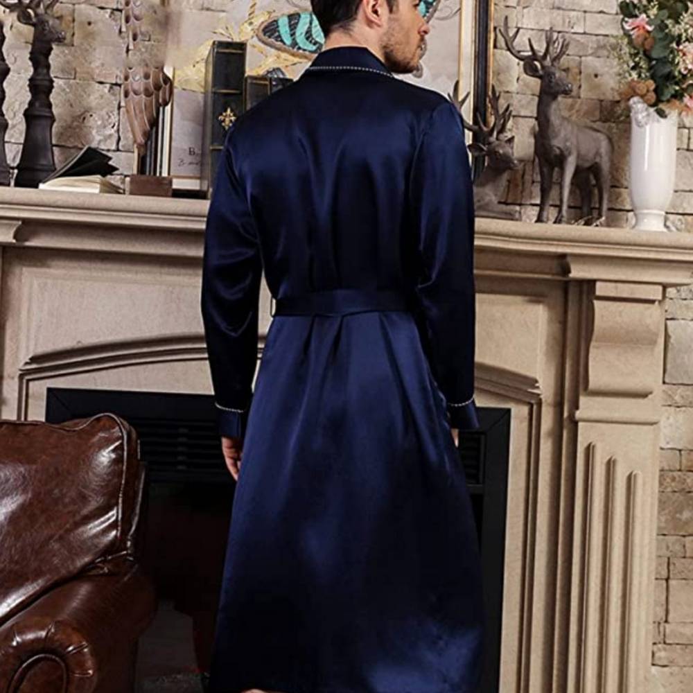 Mens Mulberry Silk Lounge Robe: image 2