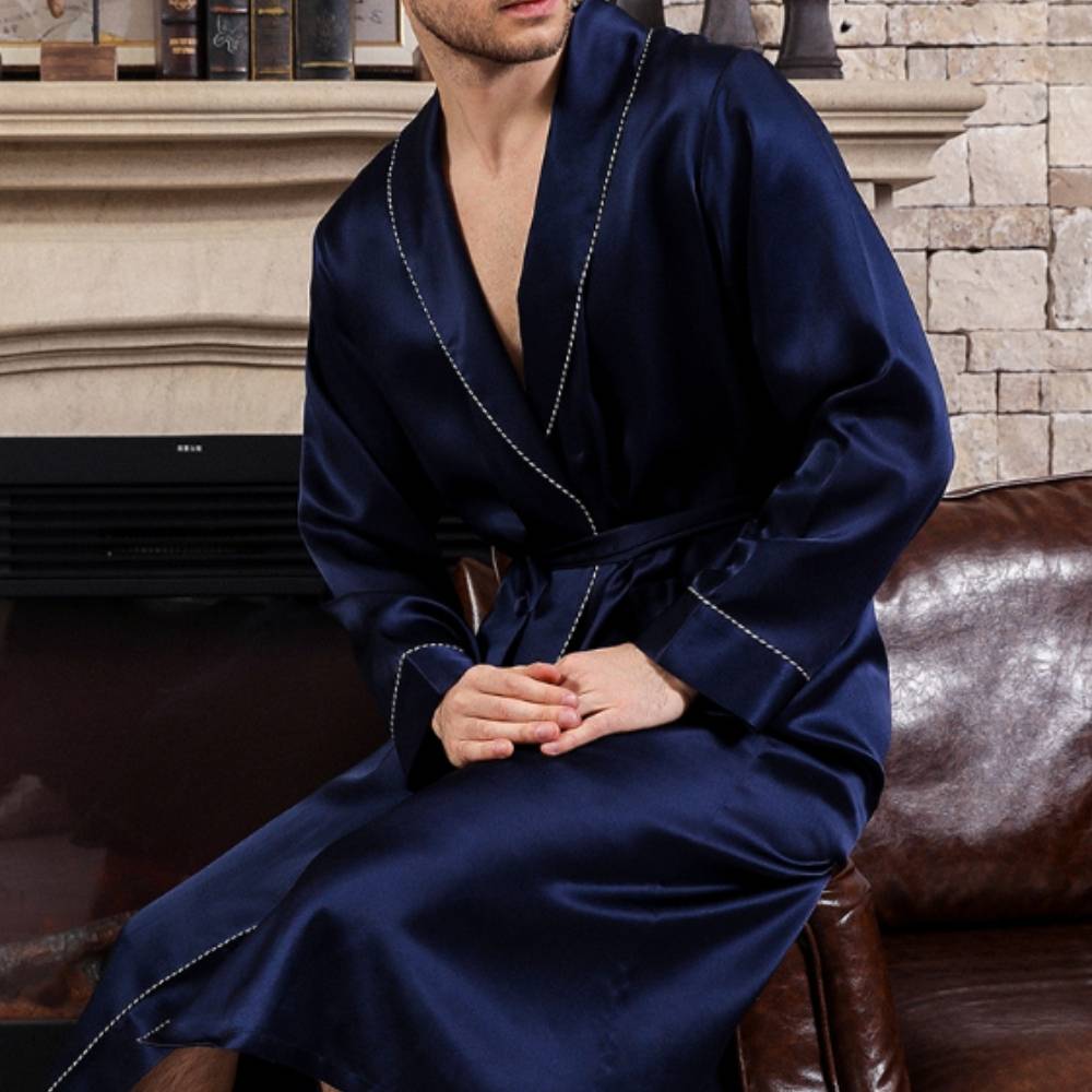 Mens Mulberry Silk Lounge Robe: image 4